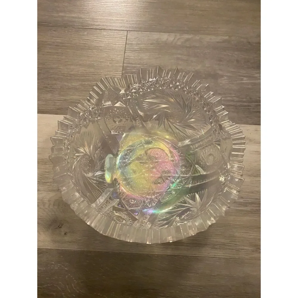 Vintage L E Smith Comet in the Stars Clear Iridescent Carnival Glass Bowl